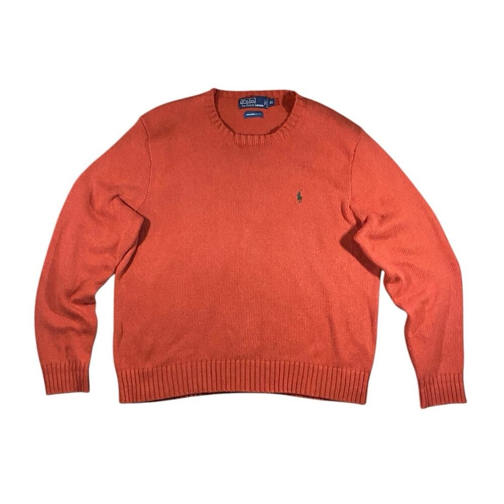 Vintage 90s Polo Ralph Lauren Rust Orange Pullover Sweater - XL